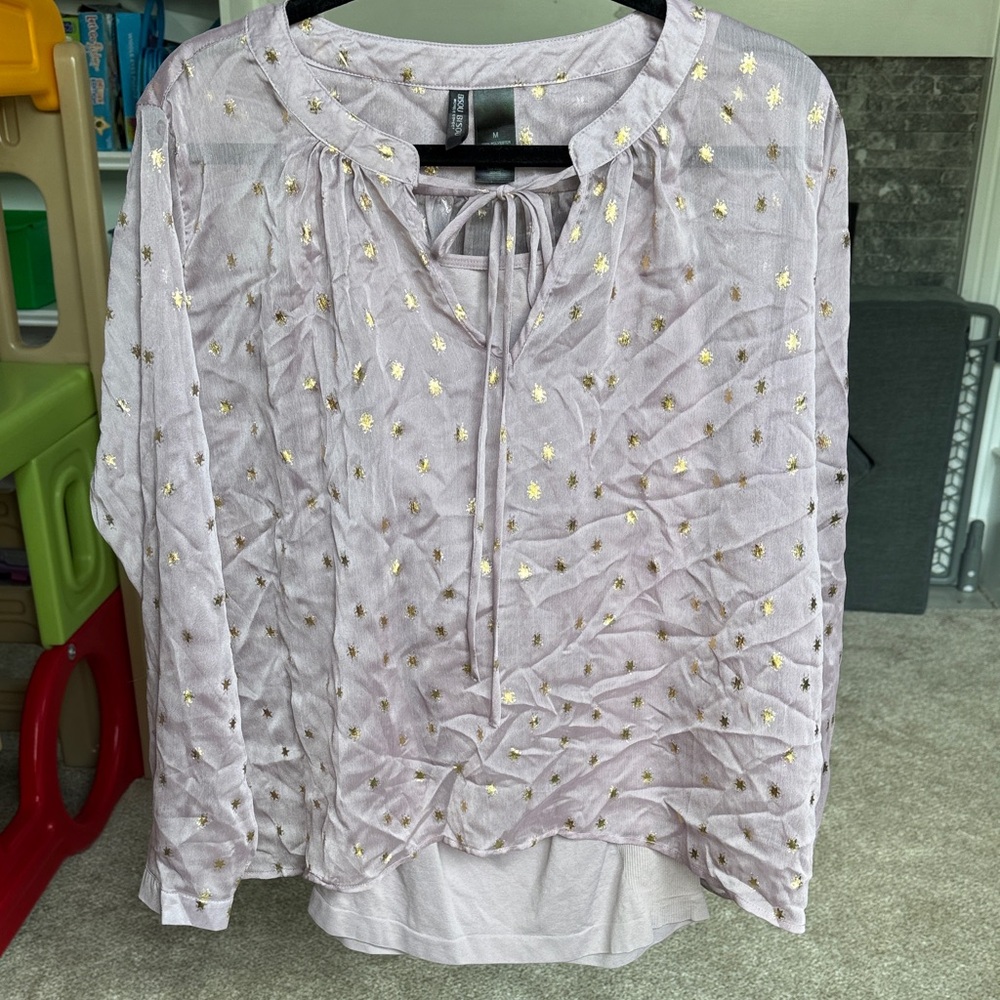 Lavender Sheer Blouse with Gold Accents